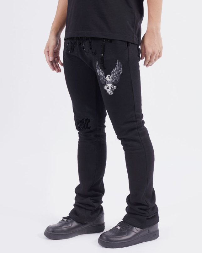 RESPECT FLEECE STACKED PANTS BLACK