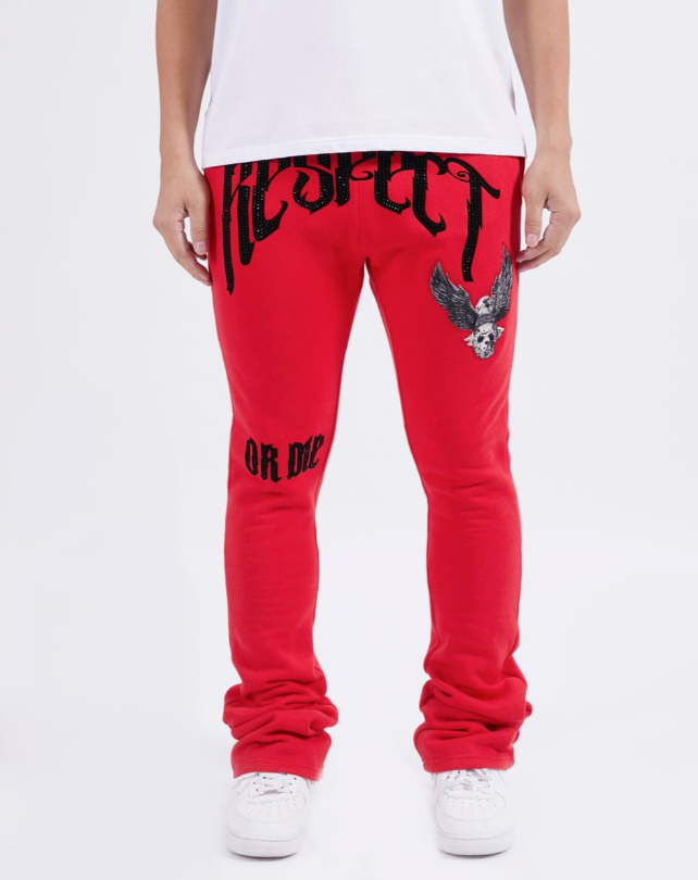 RESPECT FLEECE STACKED PANTS RED
