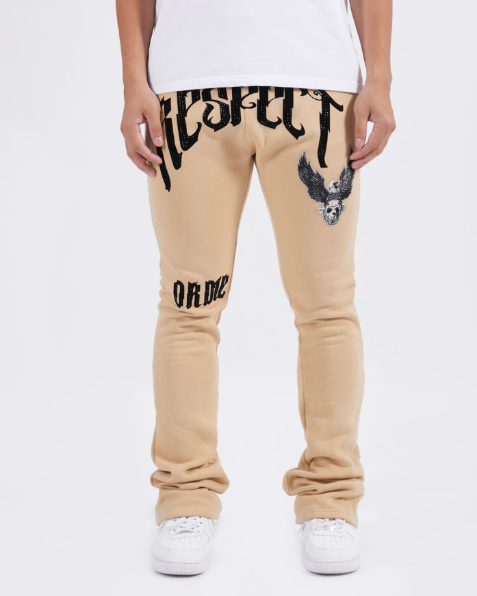 RESPECT FLEECE STACKED PANTS KHAKI