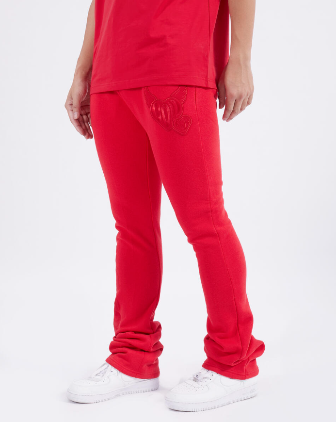 GOD LIKE FLEECE STACKED PANTS  RED