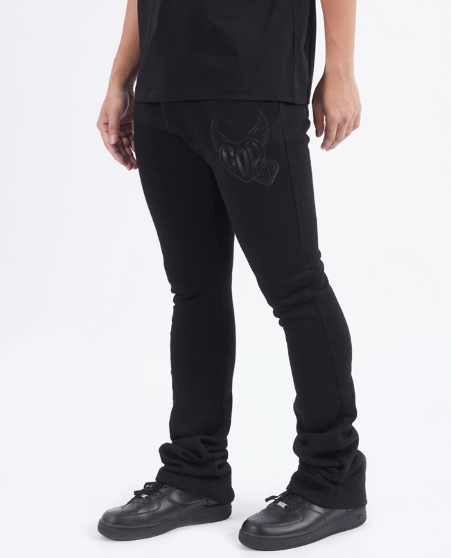 GOD LIKE FLEECE STACKED PANTS BLACK