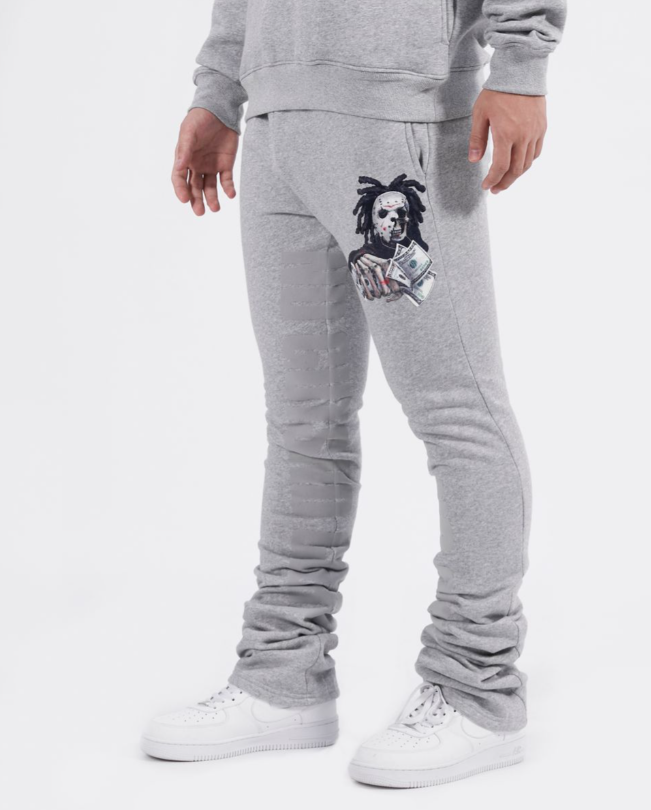 NO GUTS NO GLORY FLEECE STACKE PANTS HEATHER GREY