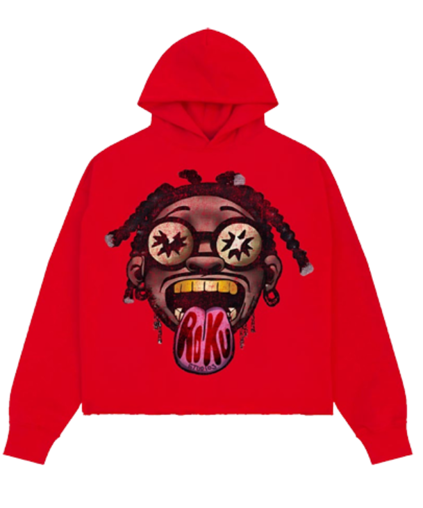 FLEECE JR HIGH CROPPED DROP SHOULDER HOODIE RED