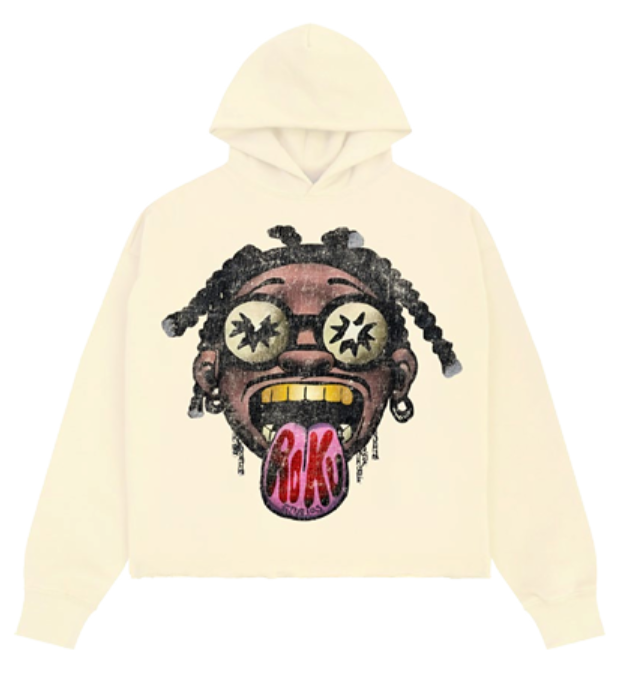 JR HIGH CROPPED DROP SHOULDER HOODIE EGGSHELL