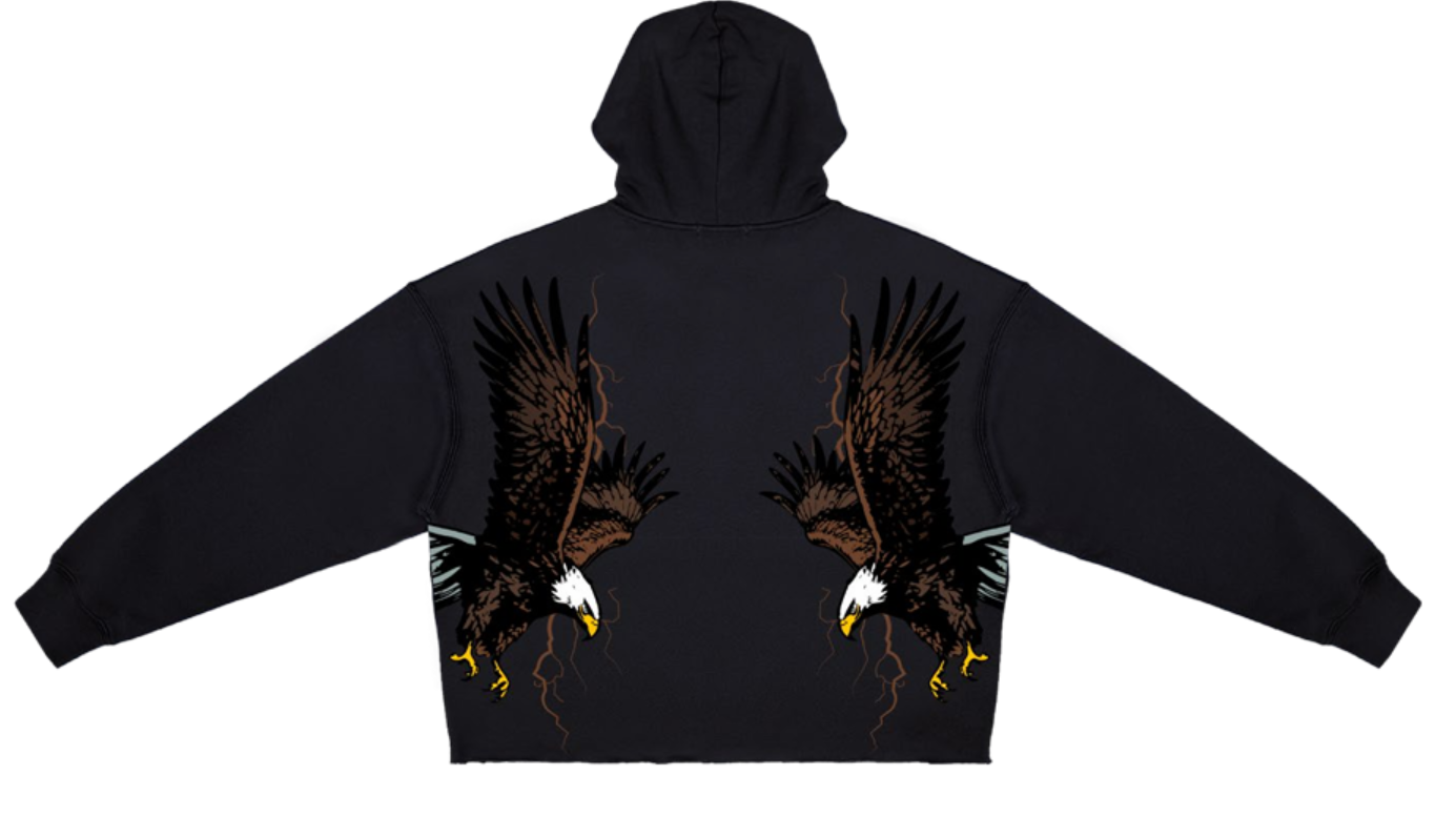 BOLD AND BRAVE CROPPED DROP SHOULDER FLEECE HOODIE BLACK