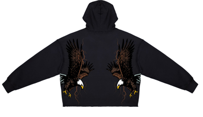 BOLD AND BRAVE CROPPED DROP SHOULDER FLEECE HOODIE BLACK