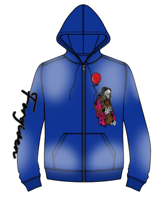 FORGIVEN ZIP DOWN HOODIE ROYAL BLUE