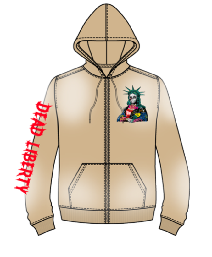 DEAD LIBERTY ZIP DOWN HOODIE KHAKI