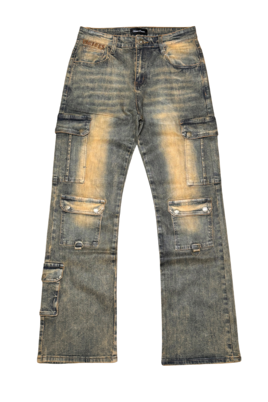 VICIOUS INDIGO BLUE EMBELLISHED DENIM