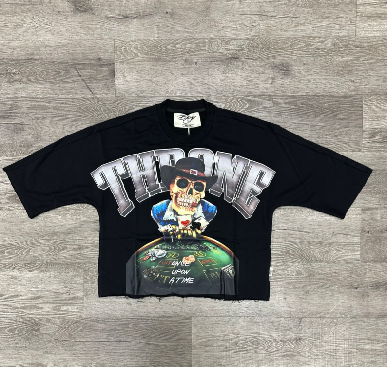 &quot;THRONE&quot; F-TERRY CROPPED T-SHIRT
