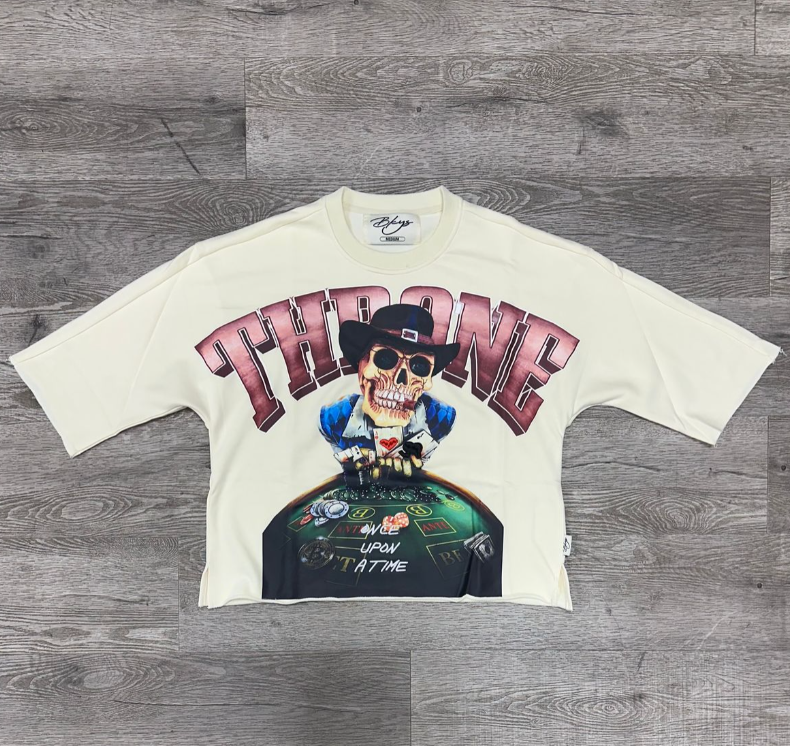 &quot;THRONE&quot; F-TERRY CROPPED T-SHIRT