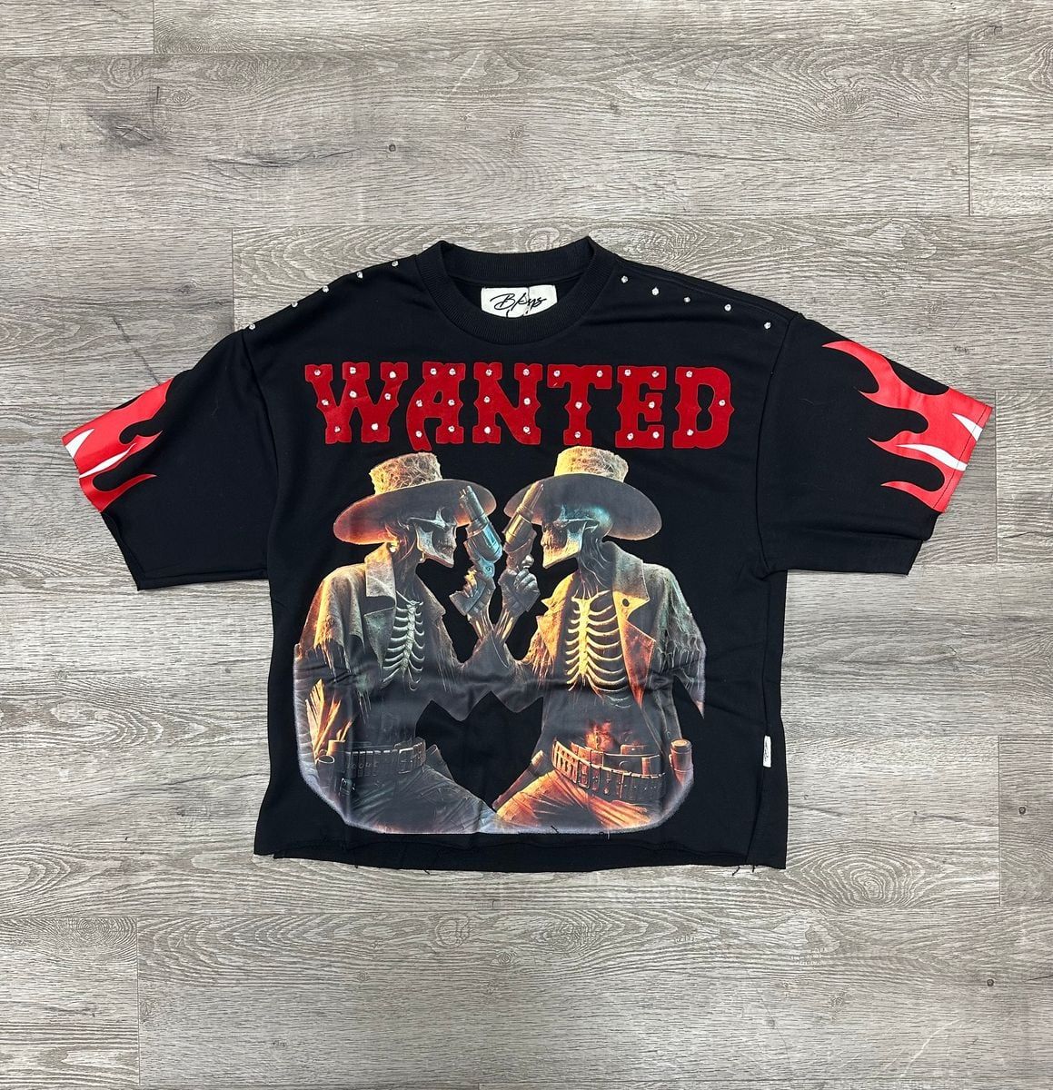 BKYS Wanted Rhinestone Crop T-Shirt