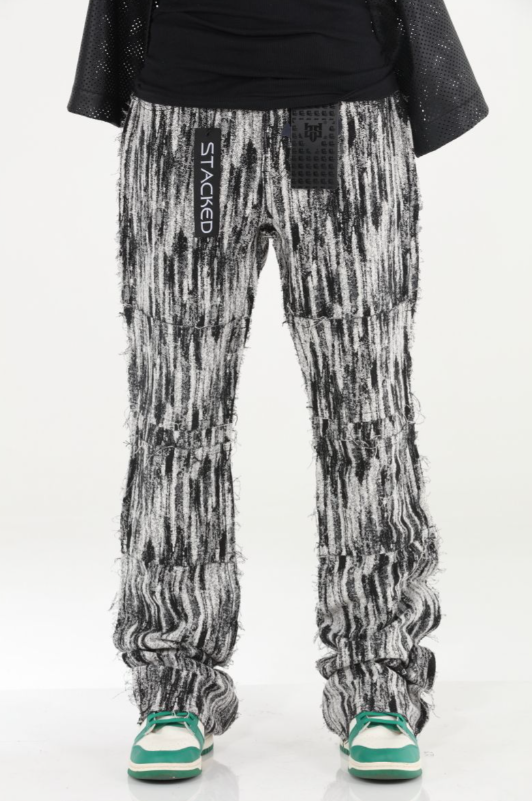 Pinstripe Tapestry Stacked Flare Jeans