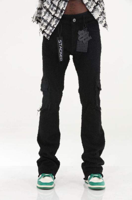 Pinstripe Tapestry Stacked Flare Jeans