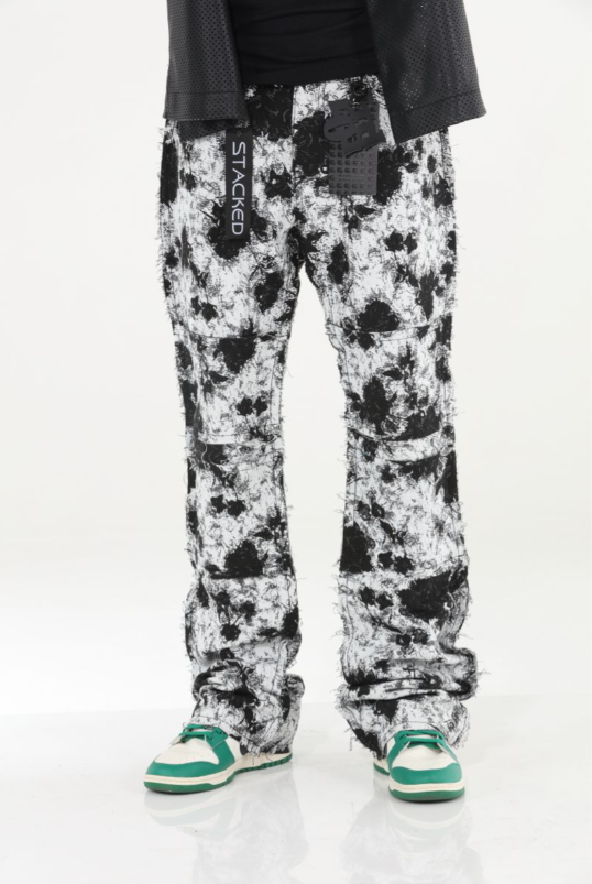 Pinstripe Tapestry Stacked Flare Jeans