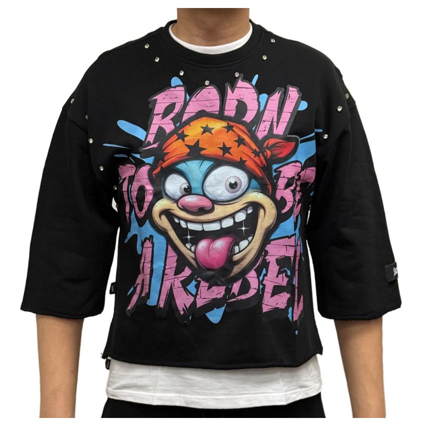 Born Or Be A Rebel Cropped Tee / B3