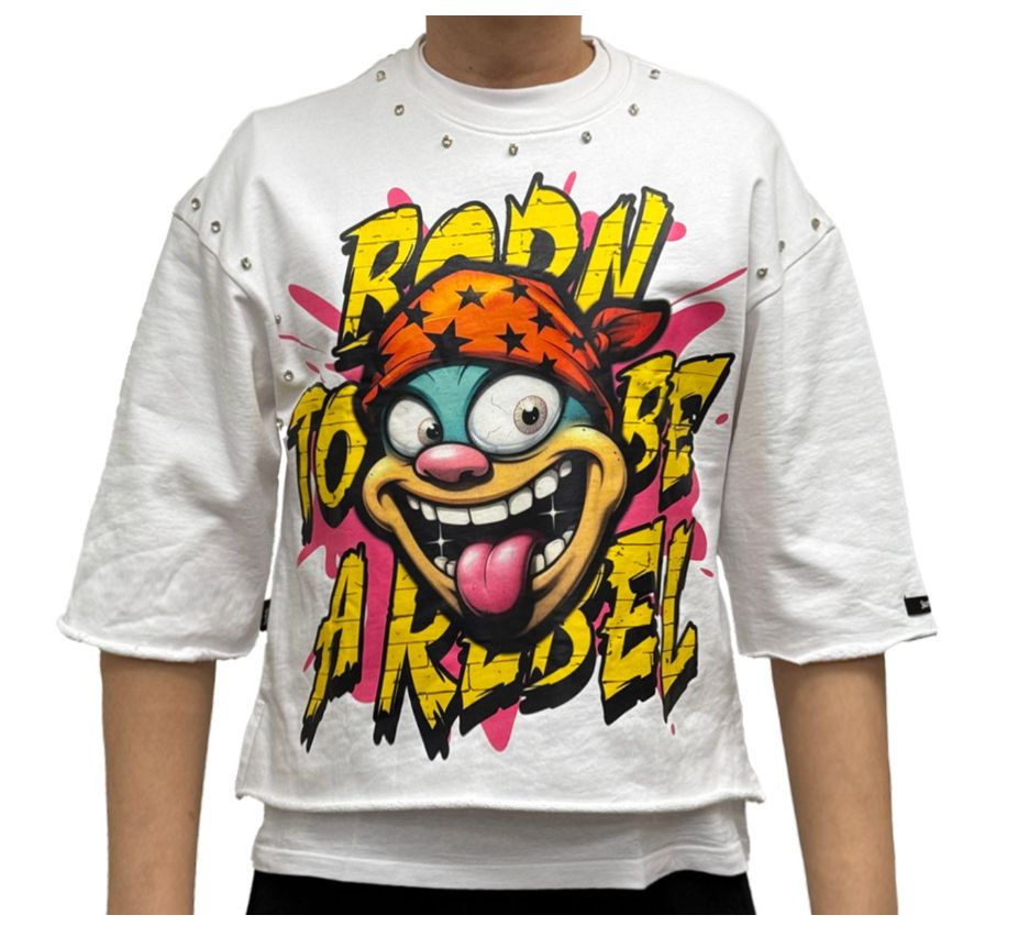 Born Or Be A Rebel Cropped Tee / B3
