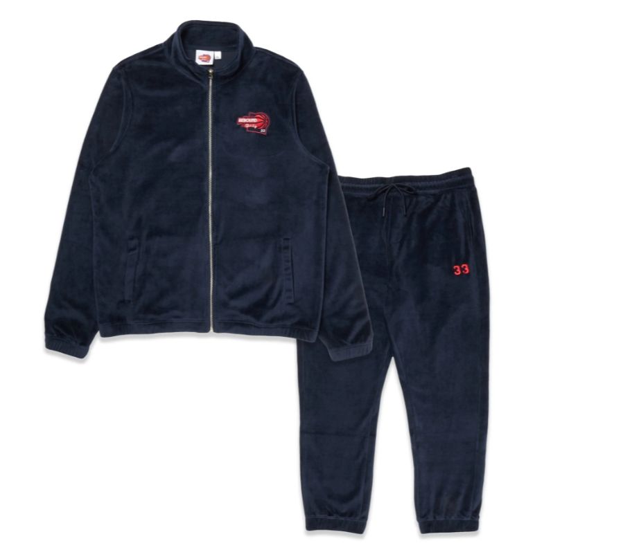 Velour Tracksuit Jacket &amp; Pants Royal Navy/Red