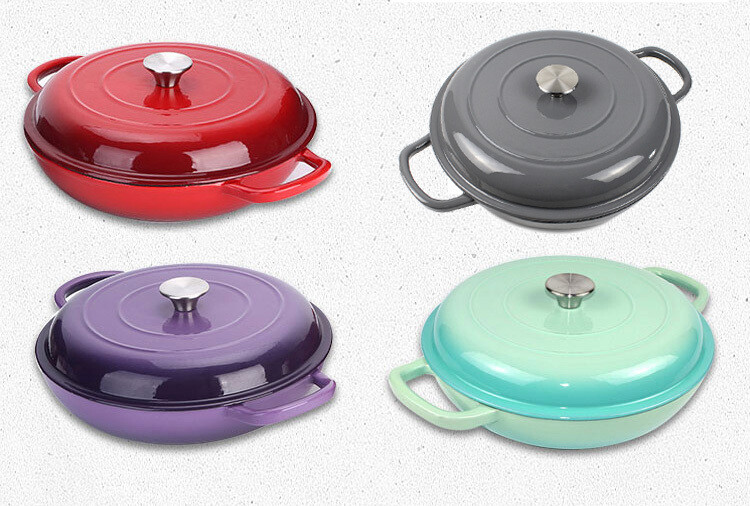 Cast Iron Enamel Shallow Casserole
