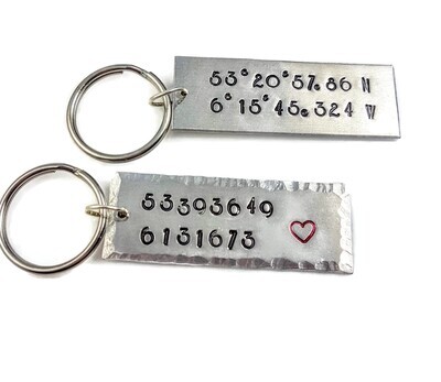 Personalized Location Coordinates Keychain, Engraved Custom Keyring for Couples, Special Gift for Boyfriend  Wedding Date