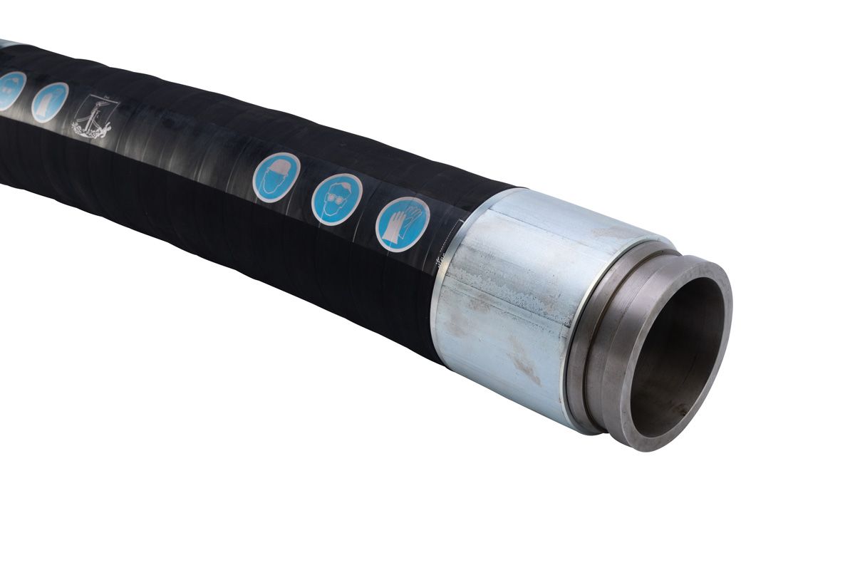 Betonschlauch Ø 50 - Stahl, 2 x SK 3"- 88,9mm, 15,00 m, Einpressbindung, 85 bar BD, 2-fache Sicherheit