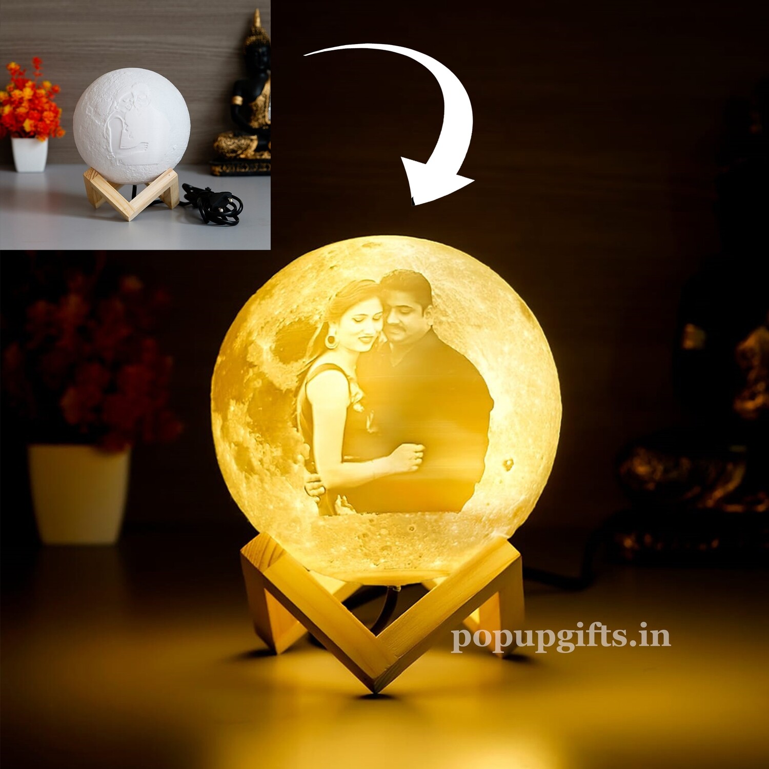 Personalized 3D Printed Moon Lamp