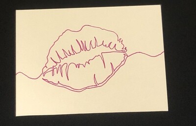 Pack of 10 Lips - one continuous line  correspondence card