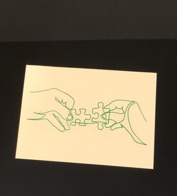 Pack of 10 joining puzzle pieces - one continuous line correspondence card