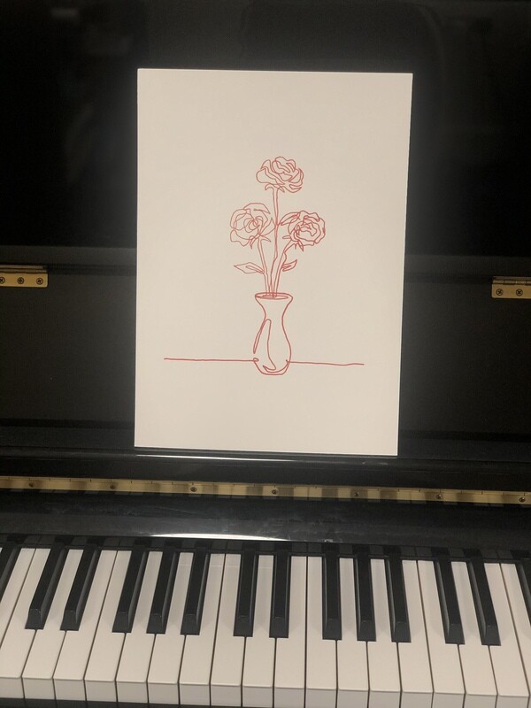 Flowers in a vase continuous line - A4