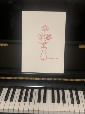 Flowers in a vase continuous line - A4