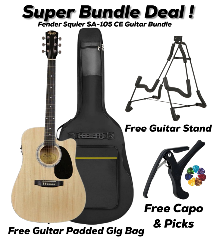 Fender Squier SA-105CE Semi Acoustic Guitar Super Bundle Deal !