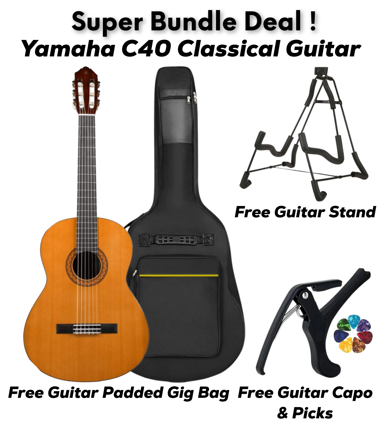 Yamaha C40 Classical Guitar Bundle - Super Bundle Deal !
