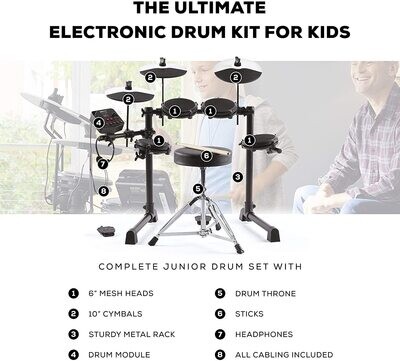 Alesis Debut Kit - Electronic Full Drumkit Bundle - With
Drumstool - Drumsticks - Headset