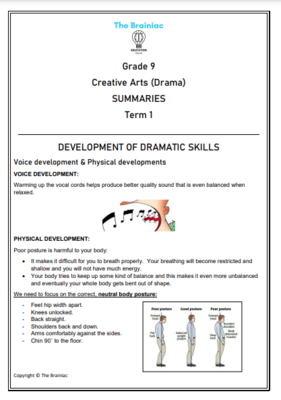 Gr 9 Creative Arts (Drama) Summaries - Term 1