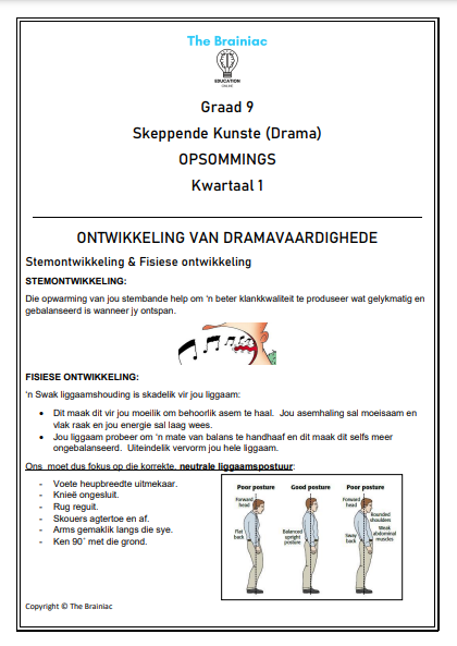 Gr 9 Drama Opsommings - Kwartaal 1