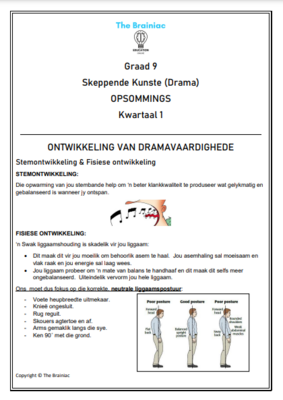 Gr 9 Drama Opsommings - Kwartaal 1