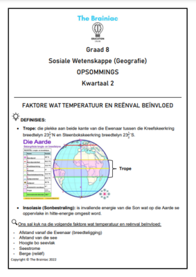 Gr 8 SW (Geografie) Opsommings - Kwartaal 2