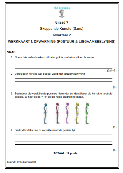 Gr 7 Dans Werkkaarte - Kwartaal 2