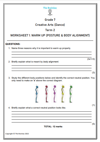 Gr 7 Dance Worksheets - Term 2