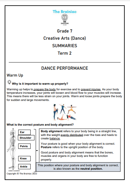Gr 7 Dance Summaries - Term 2