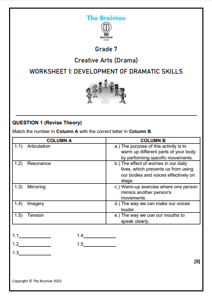 Gr 7 Drama Worksheets - Term 2