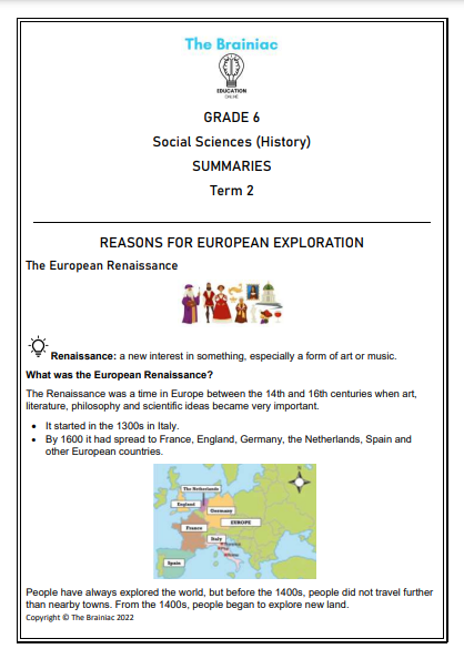 Gr 6 SS (History) Summaries - Term 2