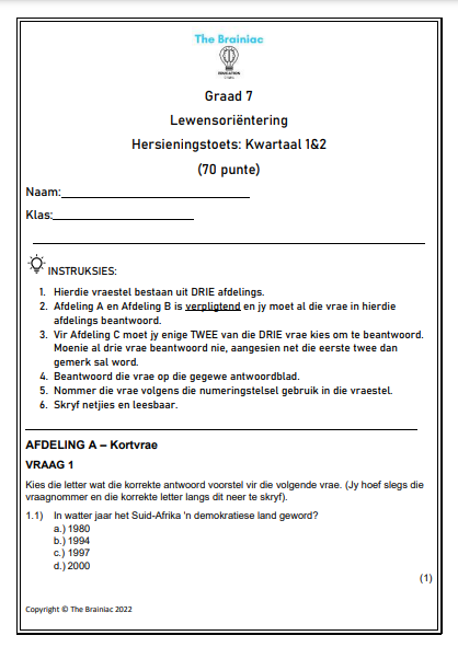 Gr 7 LO Hersieningstoets - Kwartaal 1&amp;2