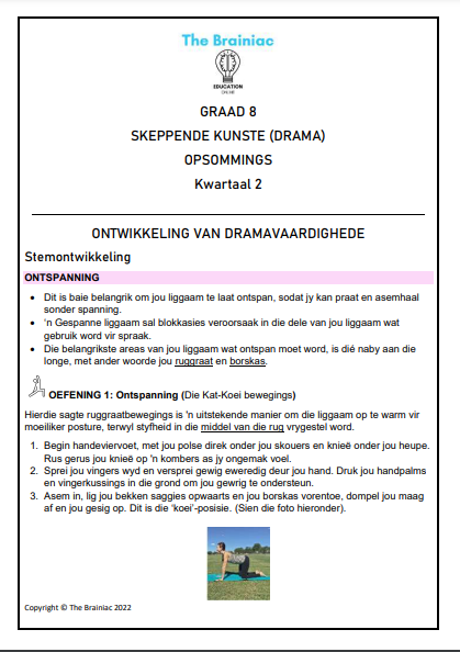 Gr 8 Drama Opsommings - Kwartaal 2