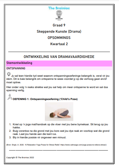Gr 9 Drama Opsommings - Kwartaal 2