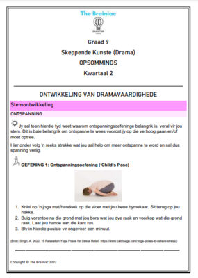 Gr 9 Drama Opsommings - Kwartaal 2