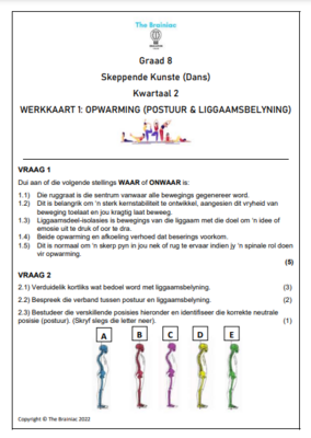 Gr 8 Dans Werkkaarte - Kwartaal 2