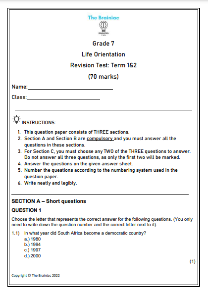 Gr 7 LO Revision Test - Term 1&amp;2