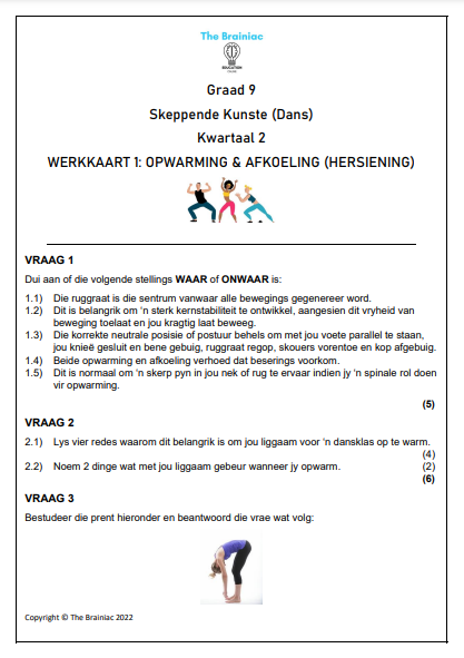 Gr 9 Dans Werkkaarte - Kwartaal 2