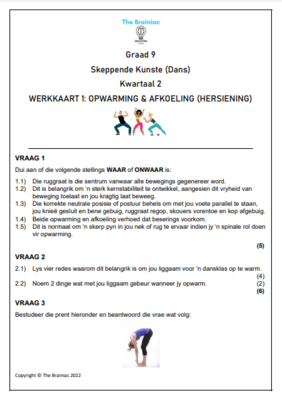 Gr 9 Dans Werkkaarte - Kwartaal 2